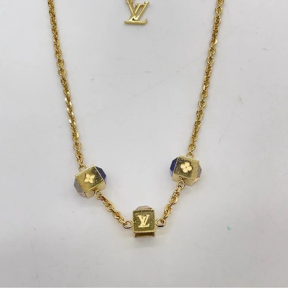 Louis Vuitton Collier Gamble Gold Purple Necklace